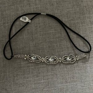 NWT! Rhinestone headband with black elastic